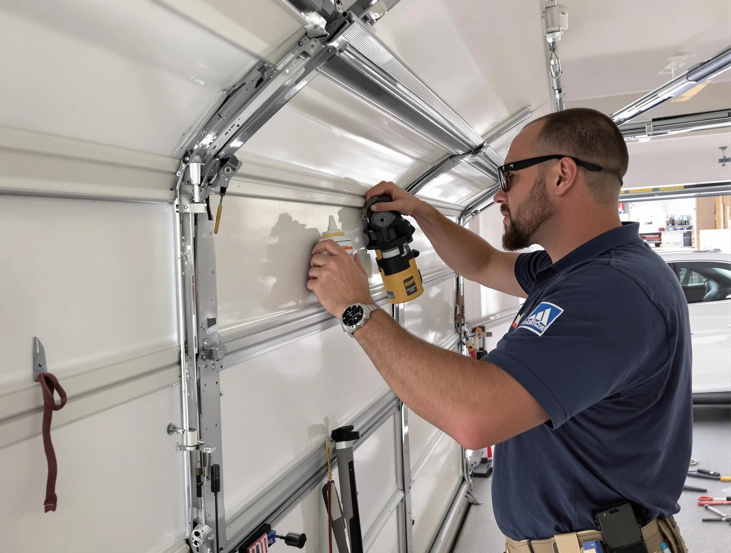 Glendale Garage Door Repair technician performing comprehensive noise reduction service in Glendale
