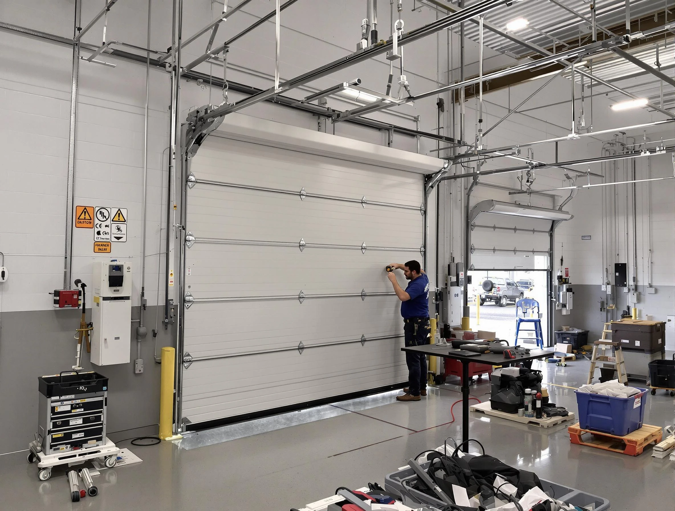 Commercial garage door repair being performed by Glendale Garage Door Repair expert in Glendale