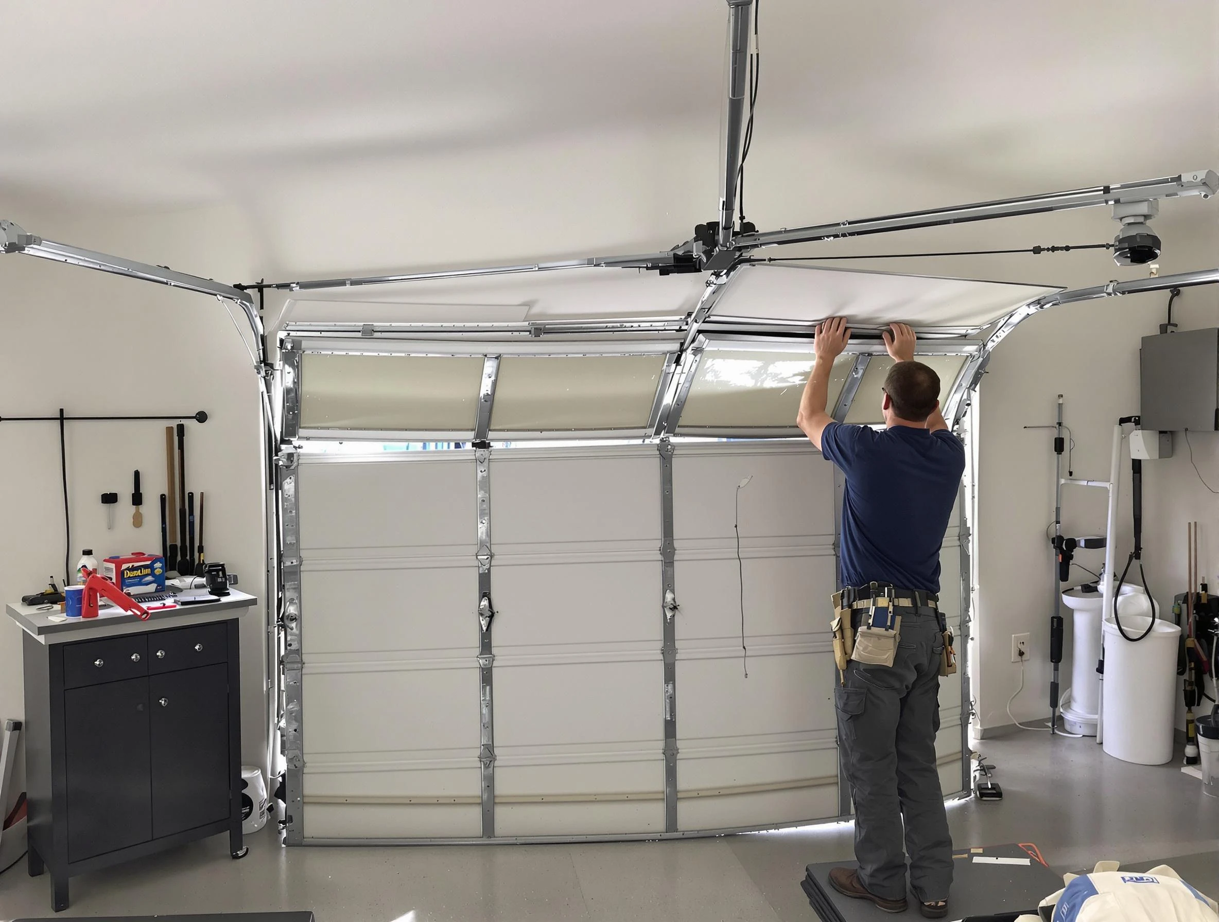 Glendale Garage Door Repair specialist performing precise section replacement on Glendale garage door